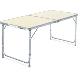 Складаний туристичний стіл Toboli 120x60x70 см, регульована висота, алюмінієвий каркас, MDF стільниця, багатофункціональний, для кемпінгу, саду, буфета