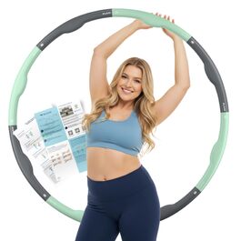 Hula Hoop ELANI 90см для схуднення, зелений м'ятний, 1.5кг - фітнес обруч з хвилястою формою та посібником
