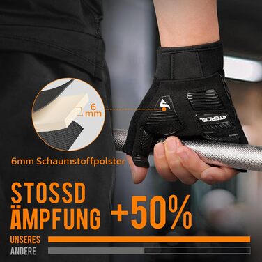 Фітнес рукавички ATERCEL для жінок та чоловіків, антиковзні рукавички для тренувань, силових вправ, важкої атлетики та воркаутів, дихаючі та легкі, чорні, розмір L