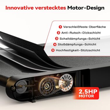 Ходувальний килимок Schwingungen з додатком, бігова доріжка для дому 6 км/год, ходувальний килимок для офісу та дистанційне керування для дому та офісу, чорний/червоний