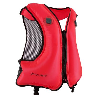 Надувна рятувальна жилетка для дорослих, до 100 кг та 150-200 см, регульована, подвійна камера, висока видимість для каякінгу, SUP, серфінгу, дайвінгу (відповідно до норм ЄС) (Червона)