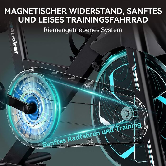 Велотренажер для дому Wenoker: тихий спінінг з регулюванням опору, тримач для планшета, до 160 кг