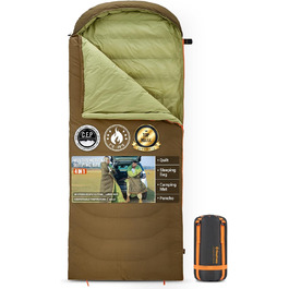 Сплячий мішок KingCamp для дорослих 3-в-1, XXL, бавовна, фланель, зимовий, знімний ковдра, легкий, теплий (пух & Coldmaster 640г)