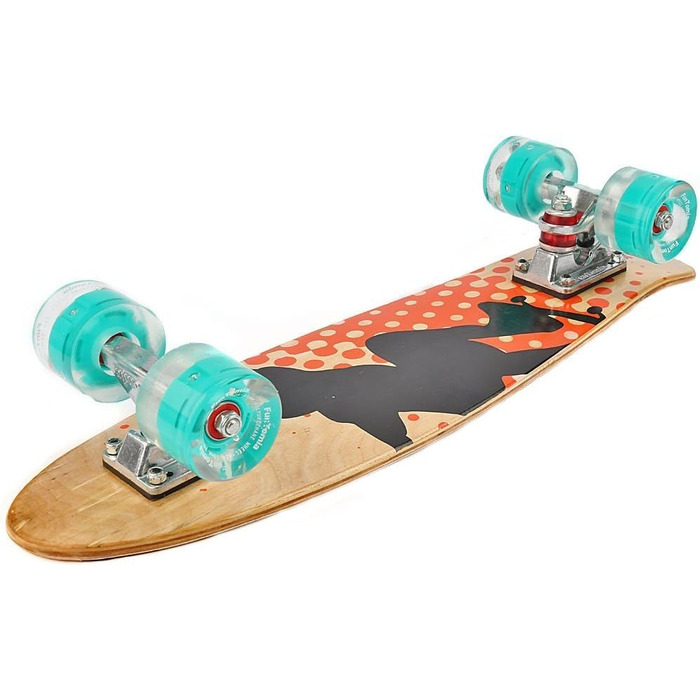 Скейтборд FunTomia Mini-Board Cruiser 57 см з 7-шарового канадського клена, підшипники Mach1 ABEC-9, помаранчевий, з LED колесами Petrol