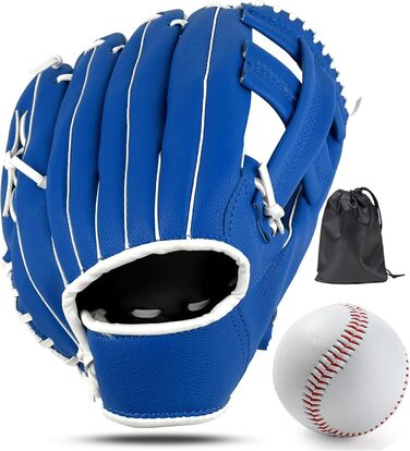 Рукавиця для бейсболу та софтболу дитяча/доросла, з м'ячем, блакитна, 12.5 дюймів