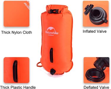 Надувна рятувальна жилетка Naturehike 18L, водонепроникний мішок для плавання, триатлону, снорклінгу, рафтингу (світло-помаранчевий)
