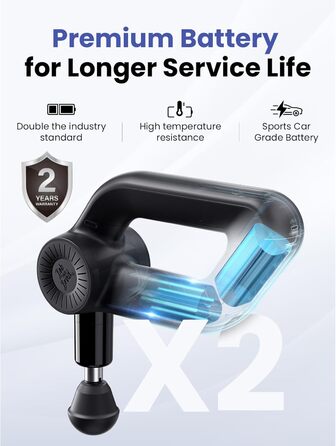 Масажер для м'язів Bob and Brad D6 Pro з OLED-екраном та великою амплітудою 16 мм, сумка в комплекті, чорний