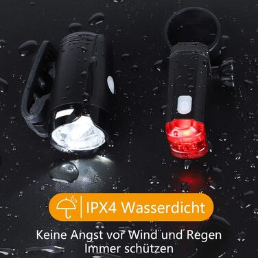 Набір велоліхтарів Opard: передній ліхтар LED, USB-зарядка, водонепроникний, схвалений StVZO, 2 режими освітлення