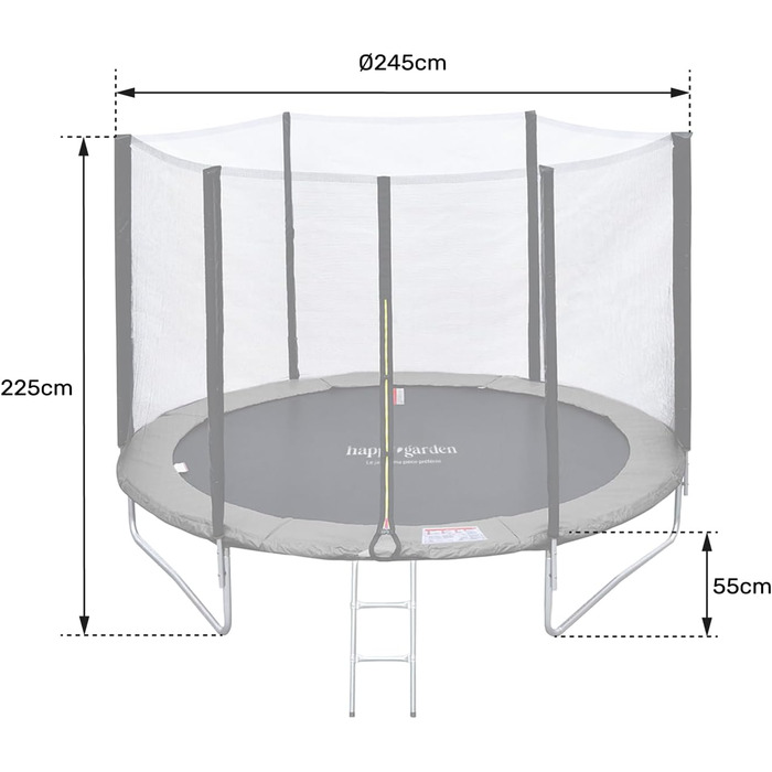 Преміум батут Pack, діаметр 245 см, з сіткою безпеки, сходами, захисним тентом та комплектом кріплень
