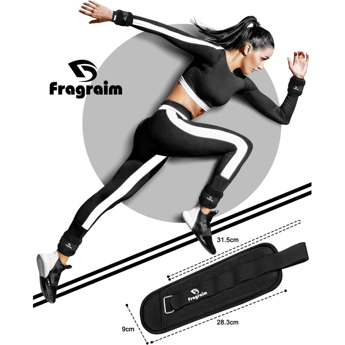 Ваги для ніг та рук Fragraim (2 шт.): 0.5 кг, 1 кг, 1.5 кг, 2 кг, 2.5 кг, 3 кг, 5 кг - для фітнесу, бігу, гімнастики, залізні