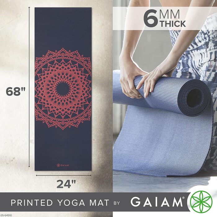Килимок для йоги Gaiam Premium 6мм з принтом Marrakesch - товстий, неслизький, для йоги, пілатесу та фітнесу