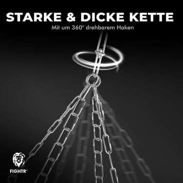 Боксерський мішок FIGHTR®: міцний та довговічний | Комплект з 4-х точковою сталевою ланцюгом для боксу, кікбоксингу, MMA, муай-тай та інших єдиноборств (порожній, білий)