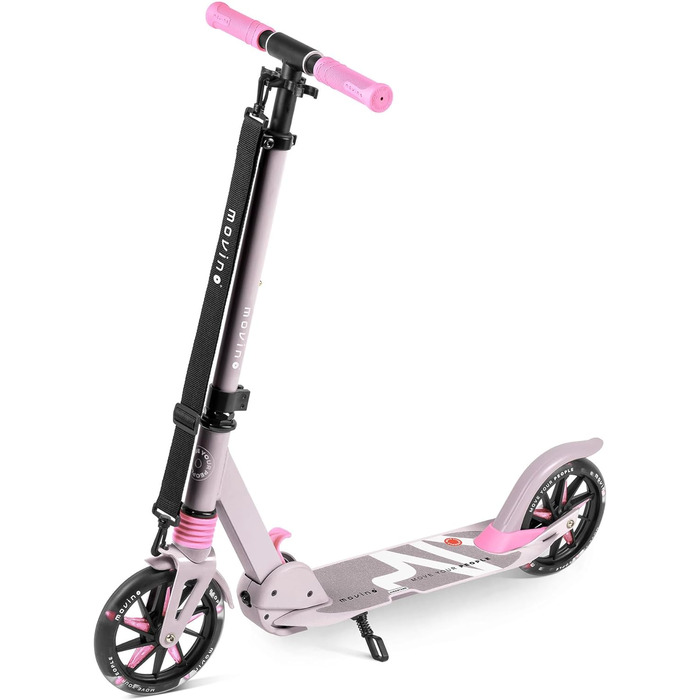 Електросамокат Movino City Light для дітей та підлітків, LED, 180мм колеса, амортизатор, регульований кермо, колір сіро-рожевий