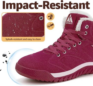 Зимові черевики Mishansha для жінок, теплі, з підкладкою, снігоступи, зимові черевики для активного відпочинку, розмір 36-48 EU (41 EU, теплий темно-червоний)