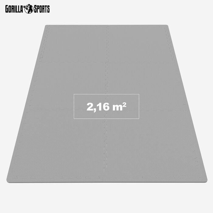 GORILLA SPORTS захисні мати EVA, 6 шт, 60x60x1,2 см, антиковзкі, для фітнесу, підлоги, спортзалу, басейну, з крайками, вибір кольору