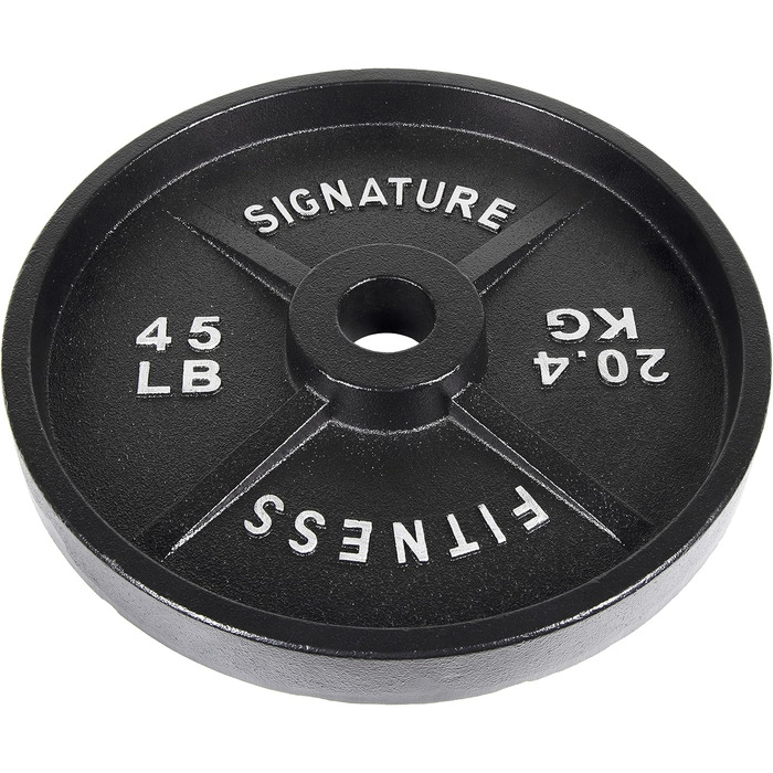 Олімпійський диск Signature Fitness, чавунний, 20,4 кг, 51 мм, з електронним покриттям