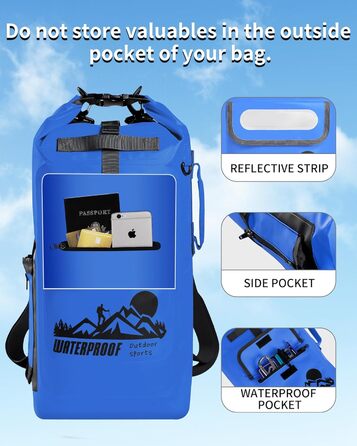 Водонепроникний рюкзак IDRYBAG Dry Bag 40L, 30L, для каякінгу та водних видів спорту (Блакитний)
