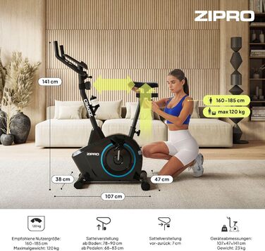 Zipro Heimtrainer Fahrrad Boost: велотренажер для дому, фітнес-велосипед, магнітний велотренажер до 120 кг, індоор байк