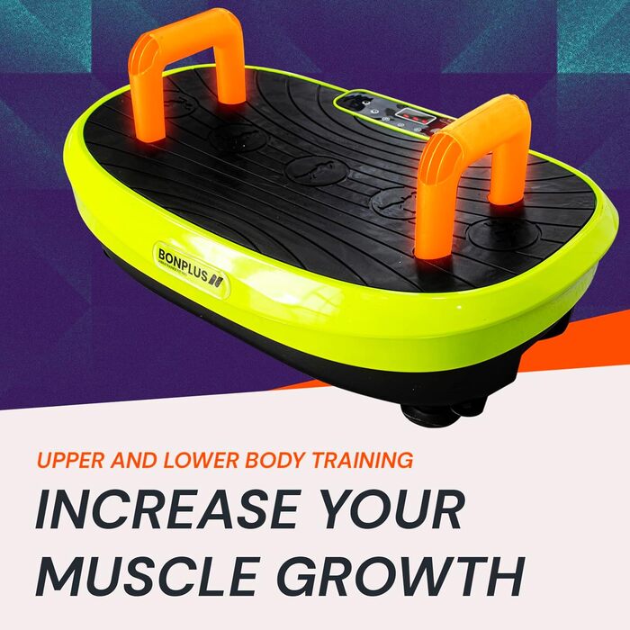 Віброплатформа Bonplus BP з сидінням для фітнесу: схуднення, тонізування м'язів, 3000 тренувань, базові вправи, еластичні стрічки