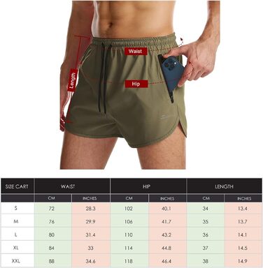 Шорти спортивні чоловічі Suwangi, короткі, швидковисихючі, з внутрішньою сіткою, спортивні штани з кишенею (S, Зелений)