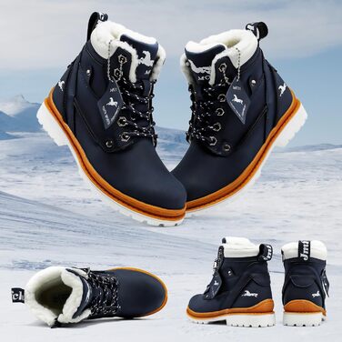 Дитячі зимові черевики JMFCHI для ходьби та трекінгу: теплі, з антиковзким покриттям, розмір 36 EU, блакитні