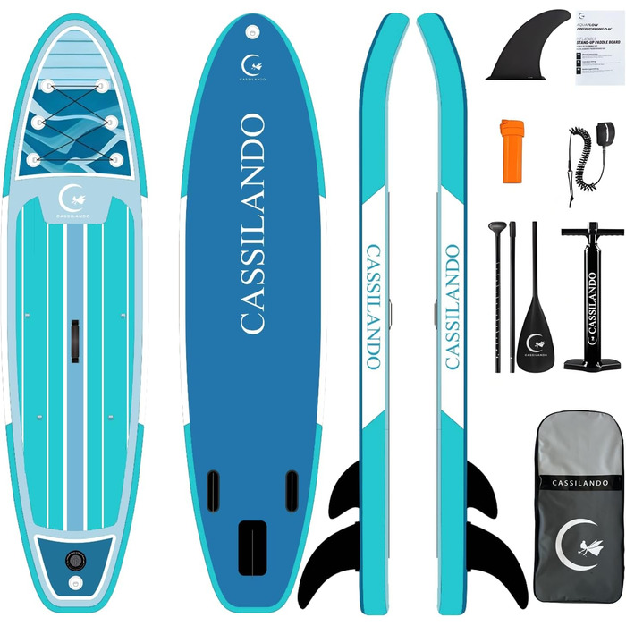 Надувний SUP дошка CASSILANDO Stand Up Paddle Board 335см з аксесуарами та сумкою для перенесення. Підходить для йоги, риболовлі, серфінгу, для дорослих та підлітків.