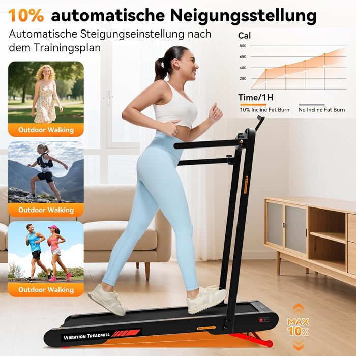 Sperax 4-в-1 біговий килимок з вібрацією для дому та офісу. Швидкість 0.3-6 км/год, з додатком, 400W, без монтажу (чорний)