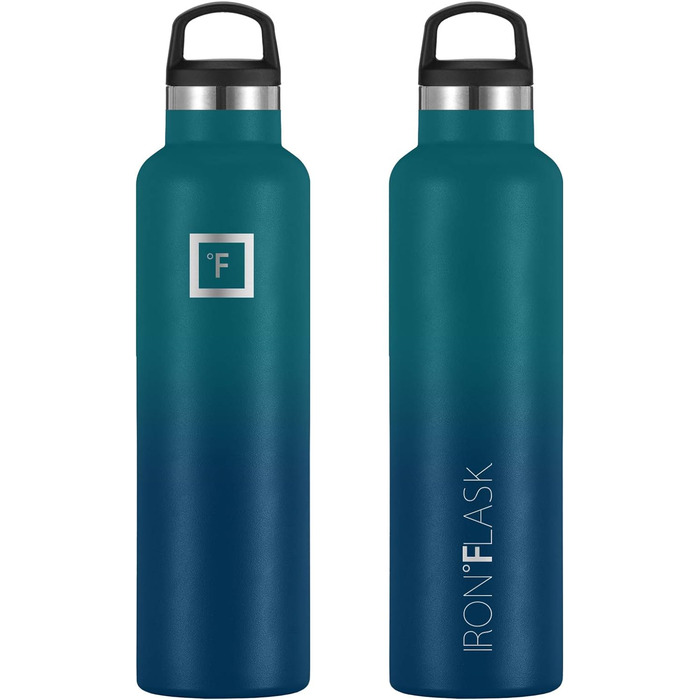 Термос-бутилка IRON FLASK 710 мл, нержавіюча сталь, 3 кришки (з трубочкою), вакуумна ізоляція, для спорту, гаряче/холодне, подвійні стінки