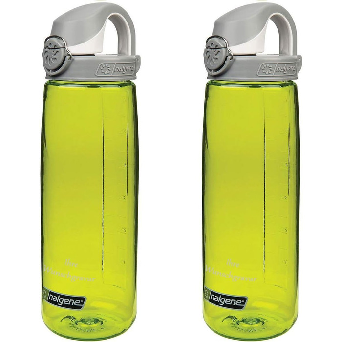Набір з 2 пляшок для води Nalgene OTF 0,65 л із іменною гравіруванням, зелено-сіра-біла, для спорту та подорожей