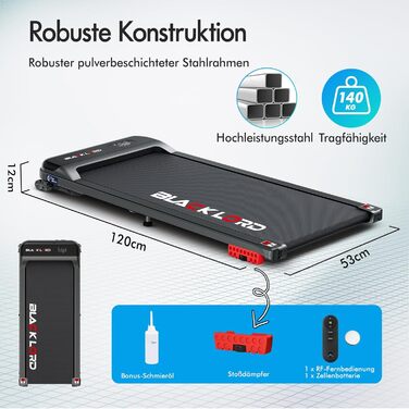 Walkingpad Laufband BLACK LORD MS2: біговий доріжки, 9-16 км/год, регулювання нахилу до 9%, 2.2-3.2 PS, до 140 кг, портативний, тихий, LED-дисплей, додаток, для дому та офісу, біг, фітнес-машина (чорний)