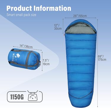 Спальний мішок REDCAMP для дітей, 175x65 см, блакитний/рожевий, 3-сезонний, для кемпінгу та відпочинку на природі