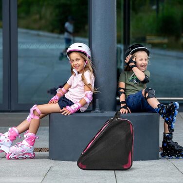 Сумка для роликів та ковзанів для дітей, рожева, з регульованими ремінцями та відділеннями