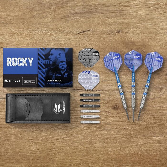 Дартс Target Josh Rock 80% вольфрам, 22/23/24 г, професійний набір з шафтами Pro Grip, крилами Pro Ultra та футляром