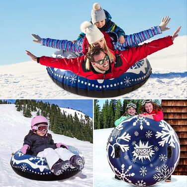 Надувний сніговий санки-труба Frostschutz з ручками, 119 см. Ідеально для зимових розваг дітей та дорослих.