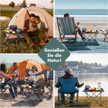 Стіл для кемпінгу VILLEY складний, розкладний, з алюмінію та Оксфордської тканини. Максимальне навантаження 25 кг, з сумкою. Легка установка, ідеально для кемпінгу, відпочинку на природі, риболовлі та вуличної кухні. Чорний.