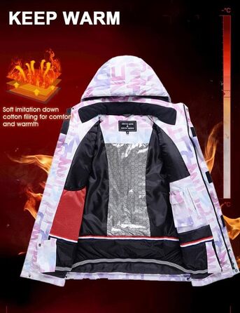 Модна жіноча гірськолижна куртка та штани, водонепроникні, вітронепроникні, кольорові, з принтом, рожевий, розмір M