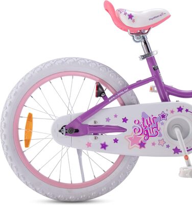 Дитячий велосипед Royal Baby Stargirl з додатковими колесами (12, 14, 16, 18 дюймів) для дівчаток, 3-10 років, рожевий/фіолетовий, з ножними гальмами