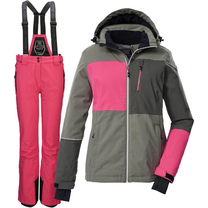 Жіночий гірськолижний костюм Killtec 2 частини - водовідштовхуючий, PFC-free, сірий/рожевий, розмір 38