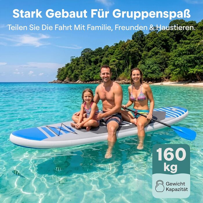 SUP дошка SereneLife з комплектом аксесуарів, блакитна – для стійкої плавучості та відпочинку