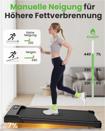 Біговий доріжка для дому HomeFitnessCode з нахилом, Walking Pad, електрична, 1-8 км/год, міні, чорна, 85 см