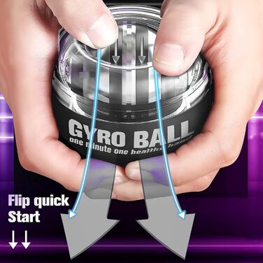 М'яч для тренування зап'ястя Gyro Ball з LED підсвічуванням: тренажер сили рук, пальців та зап'ястя, комплект