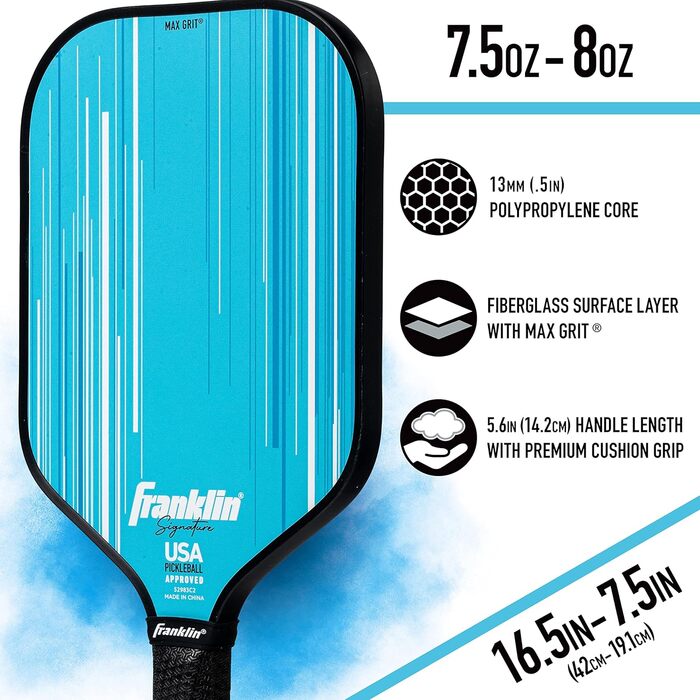 Професійна ракетка для піклболу Franklin Sports Signature Series з покриттям MaxGrit, турнірна, сертифікована USAPA