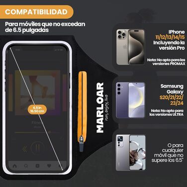 Брелок для рук MARLOAR для бігу, сумісний з iPhone, чорний