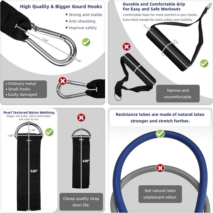 Резинки для фітнесу Aihoye з ручками, набір 12 шт. (4.5-68 кг), для фітнесу, реабілітації та силових тренувань