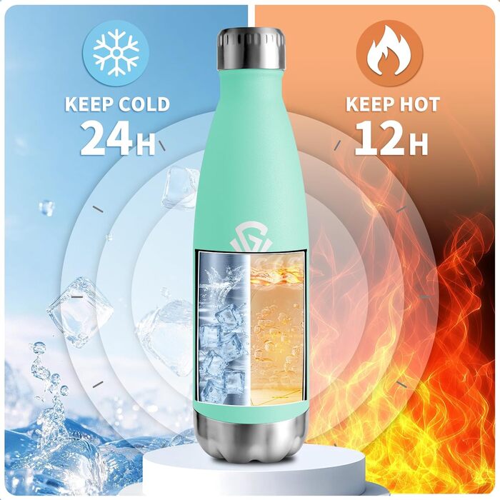 Термос-пляшка 750 мл, термокана з подвійними стінками, для газованої води, без BPA, витокозахисна, ізольована фляка з нержавіючої сталі для університету, роботи, подорожей, спорту, активного відпочинку, хлопчиків та дівчаток, темно-зелена