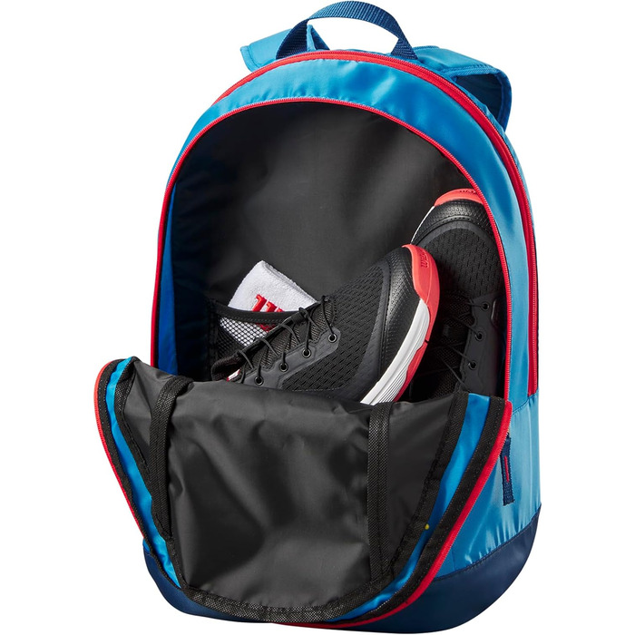 Дитячий тенісний рюкзак Wilson Junior, 2 відділення на блискавці, для 2 ракеток, синій/помаранчевий