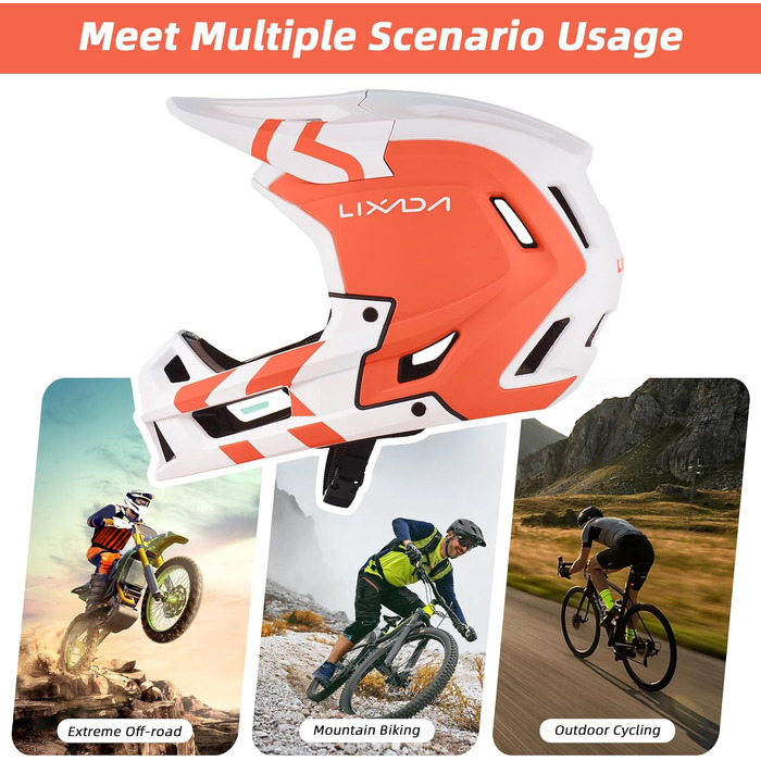 Велошолом Lixada MTB Full Face для гірського велосипеда, вентиляція, легкий, розмір L (59-62 см), чорний із золотом
