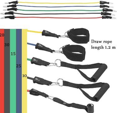 Набір еластичних стрічок для фітнесу Aoory з ручками, петлями для ніг та фіксатором для дверей (11 шт.) для комплексних тренувань, йоги, пілатесу та фітнесу