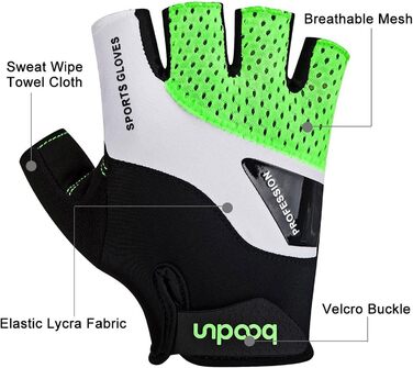 Велосипедні рукавички для чоловіків та жінок, напівпальцеві, дихаючі, антиковзні - зелені, розмір L