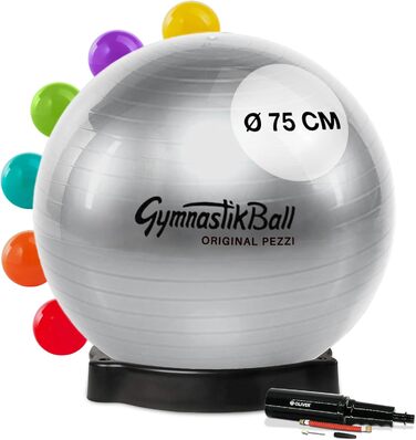 Гімнастичний м'яч Pezziball Standard 75 см антрацит з підставкою та насосом